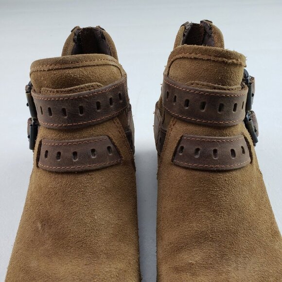 Ugg Patsy Ankle Boot Womens 7 Chesnut Suede Shearling Lined Boho Moto Buckle Zip - Picture 8 of 15